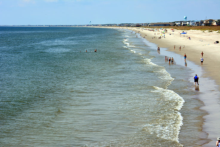 A view of the beach from Yaupon Fishing Pier