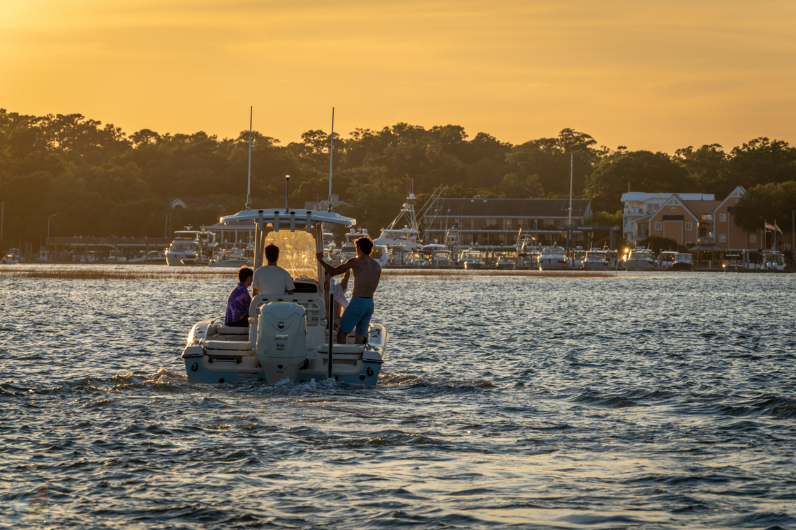 Wrightsville Beach boat at sunset