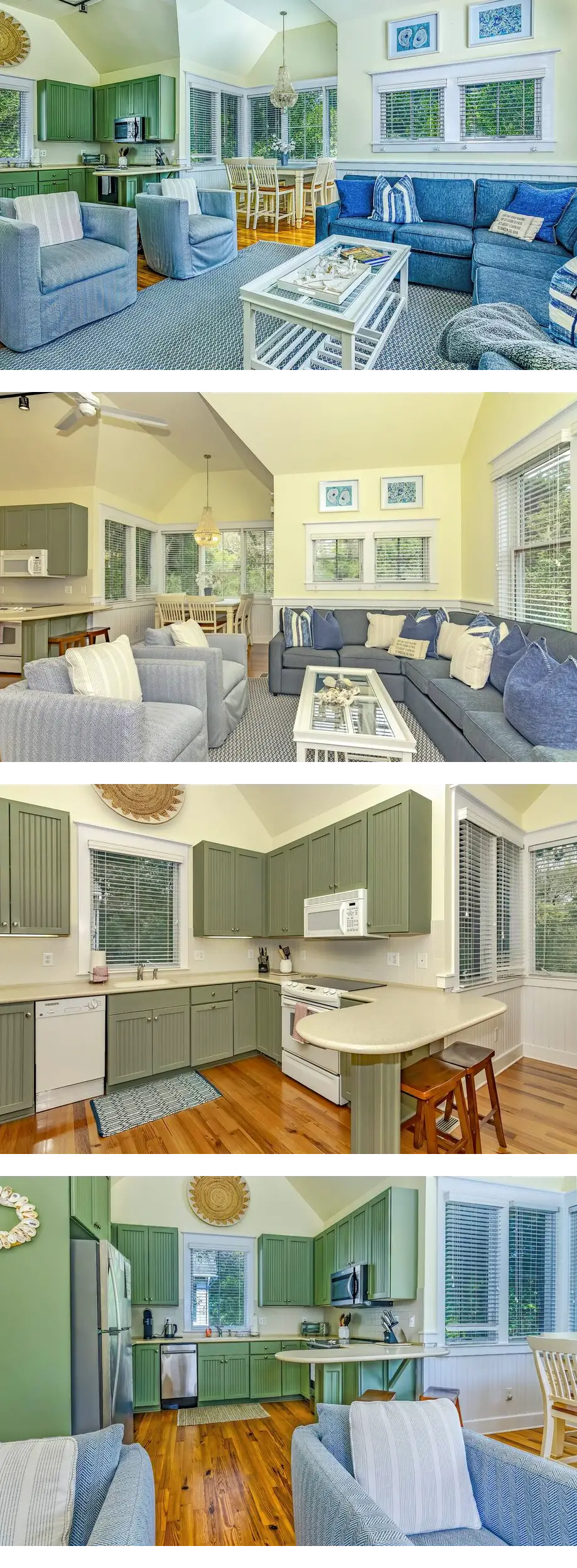 Reverse floor plan cottage with screened...